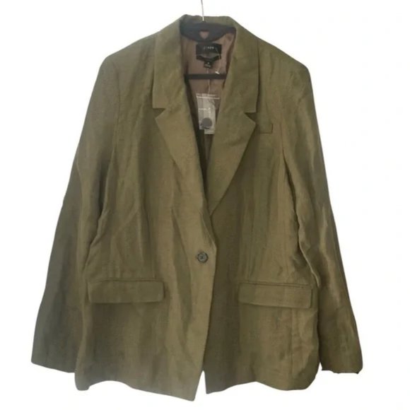 NWOT J. Crew Willa Linen Cupro Blazer in Moss Green size 20 - Picture 3 of 6